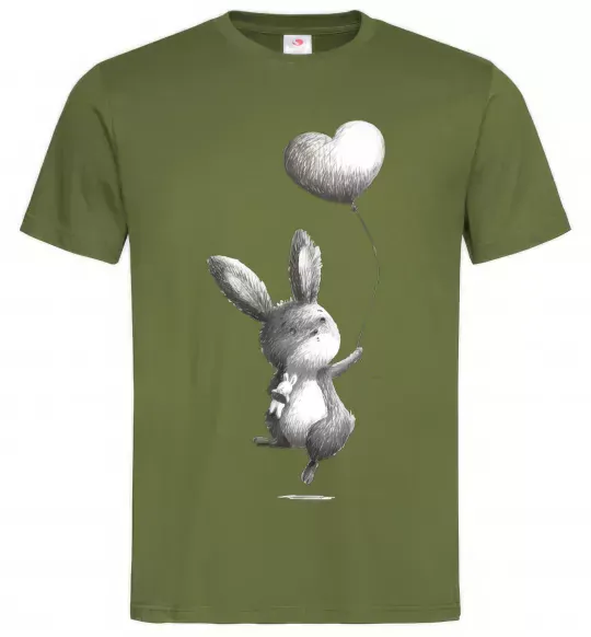 Мужская футболка Зайчик з кулькою Оливковый фото