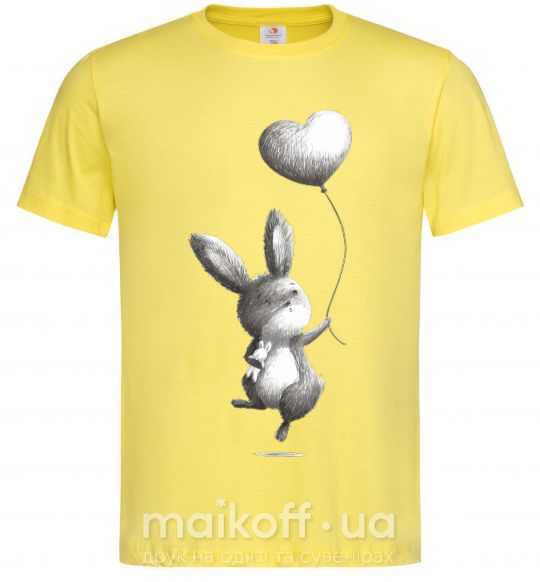 Мужская футболка Зайчик с шариком Лимонный фото