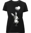 Женская премиум футболка Зайчик з кулькою Черный фото