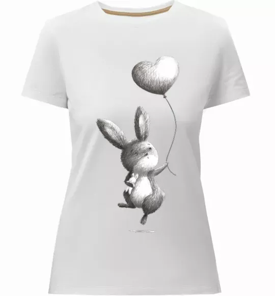 Женская премиум футболка Зайчик з кулькою Белый фото