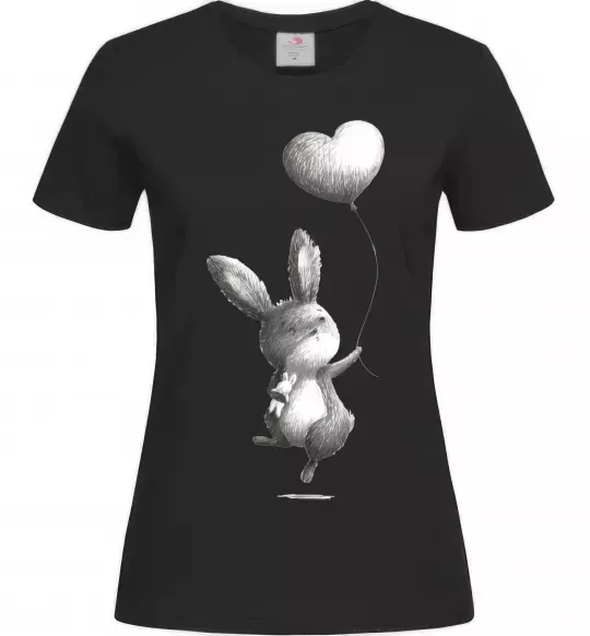 Женская футболка Зайчик з кулькою Черный фото