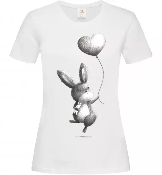 Женская футболка Зайчик з кулькою Белый фото