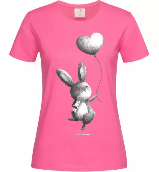 Женская футболка Зайчик з кулькою Ярко-розовый фото