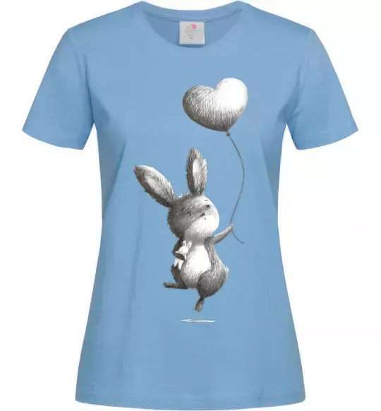 Женская футболка Зайчик з кулькою Голубой фото