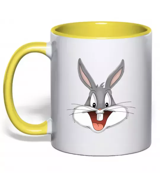 Чашка з кольоровою ручкою Бакс Банні голова Сонячно жовтий фото