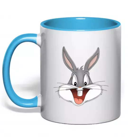 Чашка з кольоровою ручкою Бакс Банні голова Блакитний фото