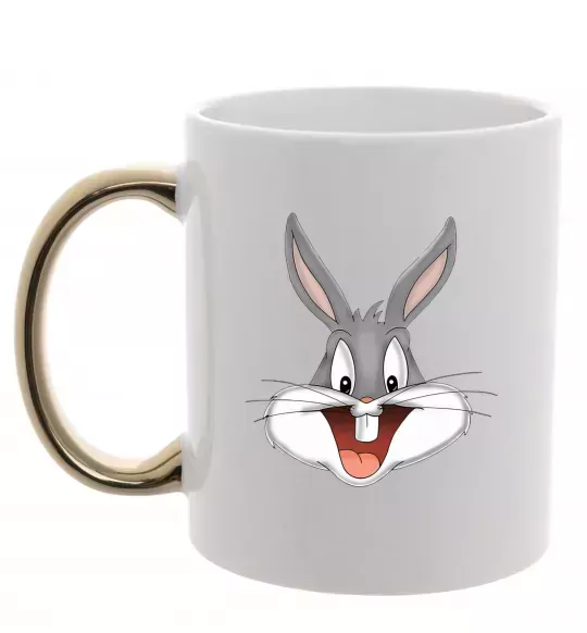 Чашка з кольоровою ручкою Бакс Банні голова Золото фото