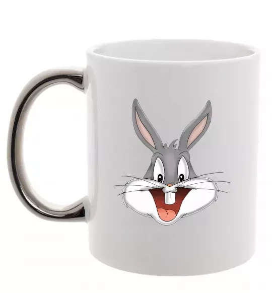 Чашка з кольоровою ручкою Бакс Банні голова Срібло фото