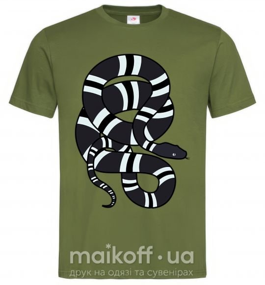 Мужская футболка Серый полосатый змей Оливковый фото
