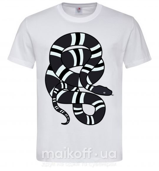 Чоловіча футболка Серый полосатый змей Білий фото