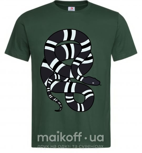 Мужская футболка Серый полосатый змей Темно-зеленый фото