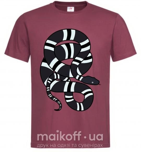 Мужская футболка Серый полосатый змей Бордовый фото