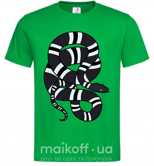 Мужская футболка Серый полосатый змей Зеленый фото