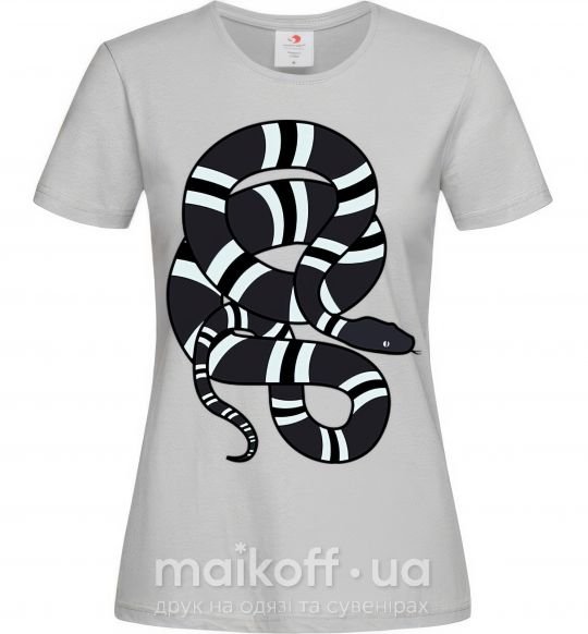 Жіноча футболка Серый полосатый змей Сірий фото