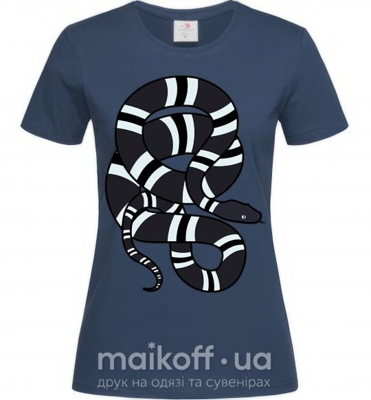 Женская футболка Серый полосатый змей Темно-синий фото