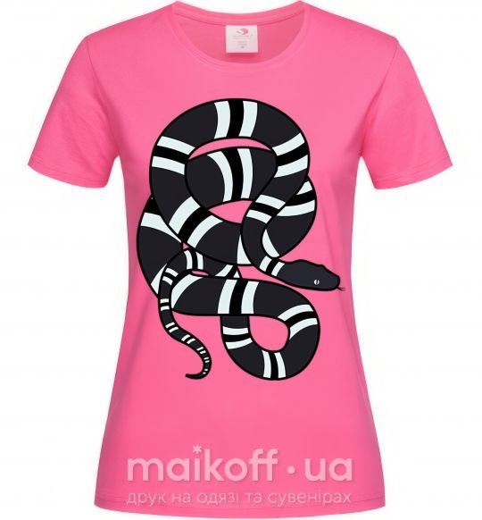 Женская футболка Серый полосатый змей Ярко-розовый фото