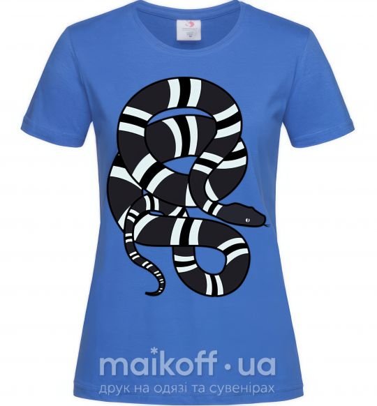 Женская футболка Серый полосатый змей Ярко-синий фото