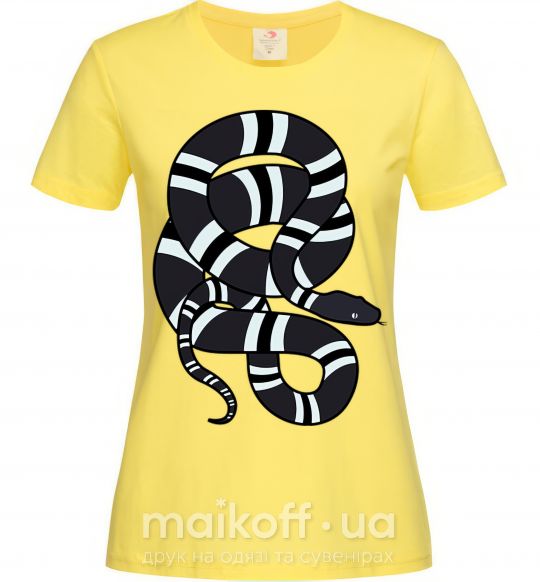 Женская футболка Серый полосатый змей Лимонный фото