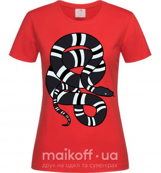 Женская футболка Серый полосатый змей Красный фото