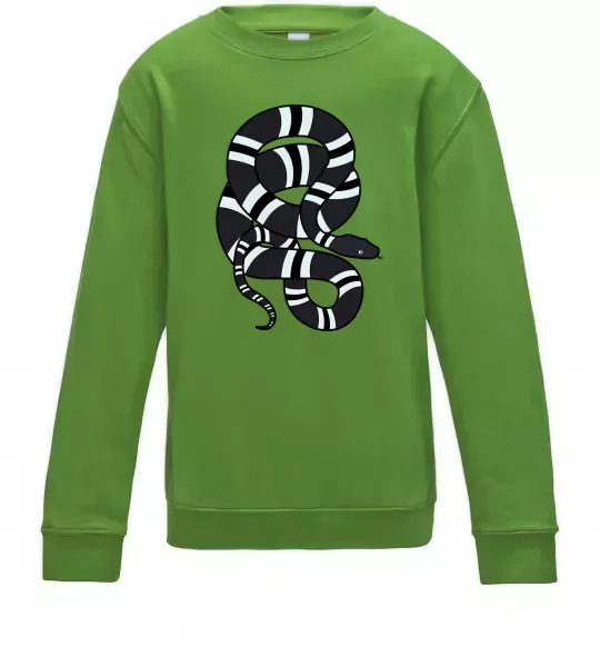 Дитячий світшот Сірий полосатий змій Лаймовий фото