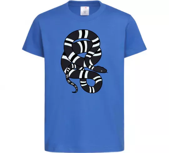 Детская футболка Сірий полосатий змій Ярко-синий фото