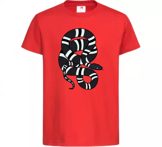 Детская футболка Сірий полосатий змій Красный фото