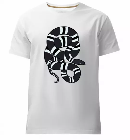 Мужская премиум футболка Сірий полосатий змій Белый фото