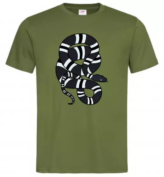 Мужская футболка Сірий полосатий змій Оливковый фото