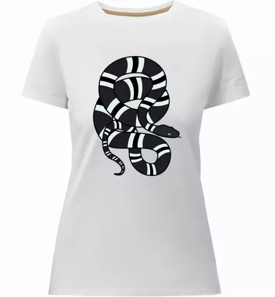 Жіноча преміум футболка Сірий полосатий змій Білий фото