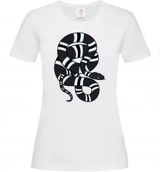 Женская футболка Сірий полосатий змій Белый фото