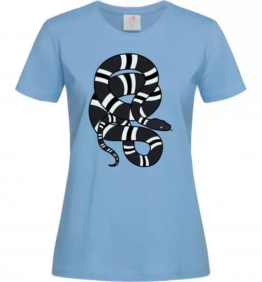 Женская футболка Сірий полосатий змій Голубой фото