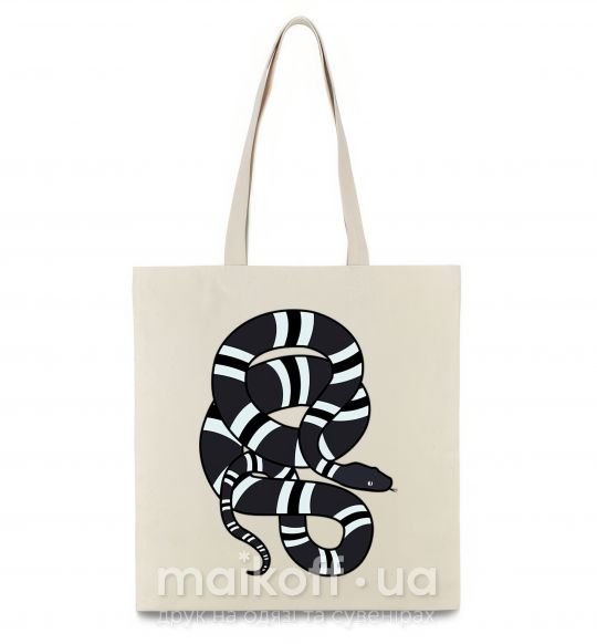 Эко-сумка Серый полосатый змей Бежевый фото