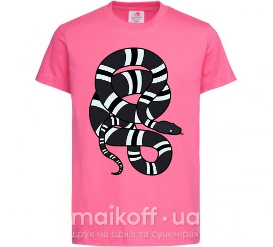 Дитяча футболка Серый полосатый змей Яскраво-рожевий фото