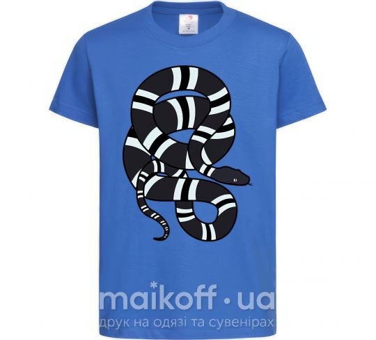 Дитяча футболка Серый полосатый змей Яскраво-синій фото