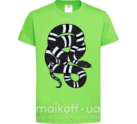 Дитяча футболка Серый полосатый змей Лаймовий фото