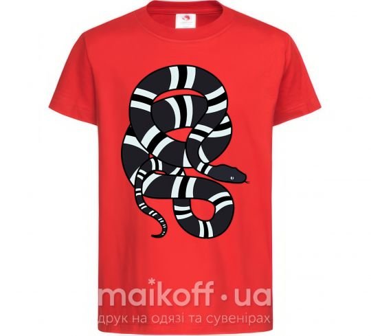 Детская футболка Серый полосатый змей Красный фото