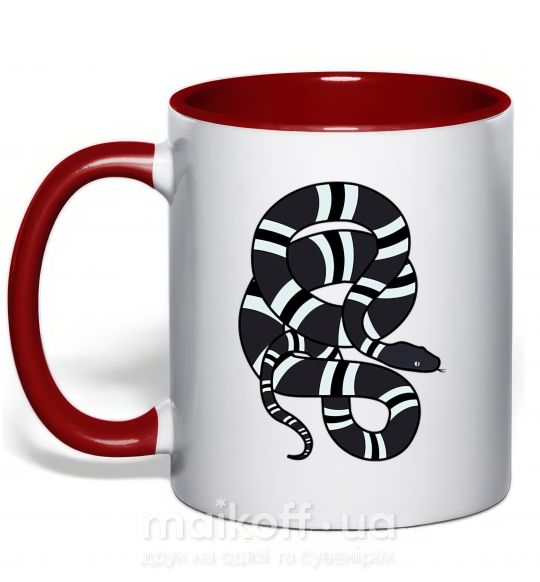 Чашка с цветной ручкой Серый полосатый змей Красный фото