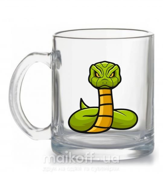 Чашка стеклянная Зеленая гремучая змея Прозрачный фото