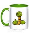 Чашка з кольоровою ручкою Зеленая гремучая змея Зелений фото