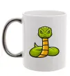 Чашка с цветной ручкой Зелена гримуча змія Серебро фото