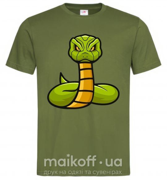 Чоловіча футболка Зеленая гремучая змея Оливковий фото