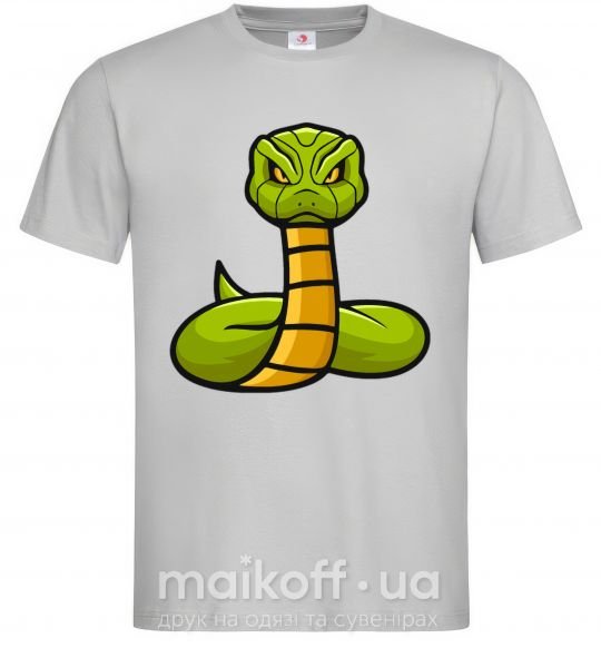Мужская футболка Зеленая гремучая змея Серый фото