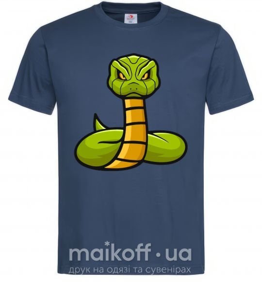 Мужская футболка Зеленая гремучая змея Темно-синий фото