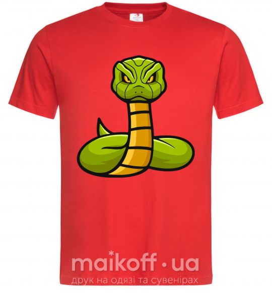 Мужская футболка Зеленая гремучая змея Красный фото