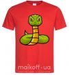 Мужская футболка Зеленая гремучая змея Красный фото