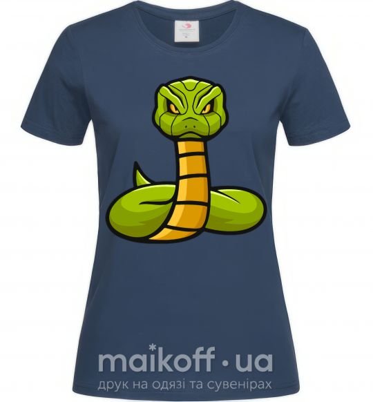 Женская футболка Зеленая гремучая змея Темно-синий фото