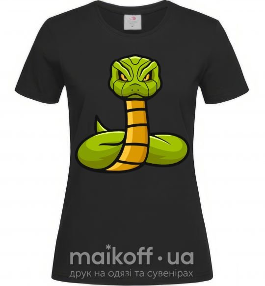 Жіноча футболка Зеленая гремучая змея Чорний фото