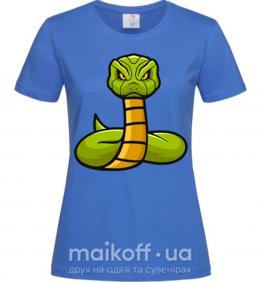 Женская футболка Зеленая гремучая змея Ярко-синий фото