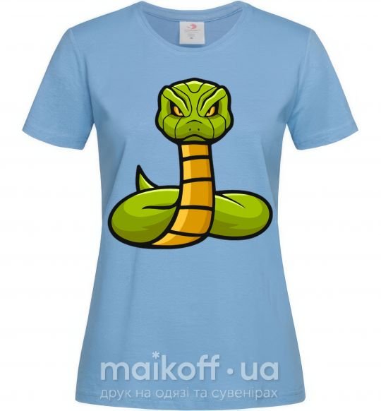 Женская футболка Зеленая гремучая змея Голубой фото