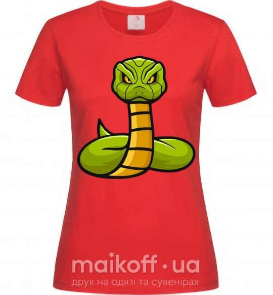 Жіноча футболка Зеленая гремучая змея Червоний фото